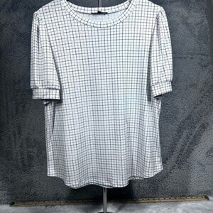 Women's White Grid‎ Pattern Top